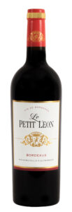 bottle of le petit Leon French Bordeaux red wine 